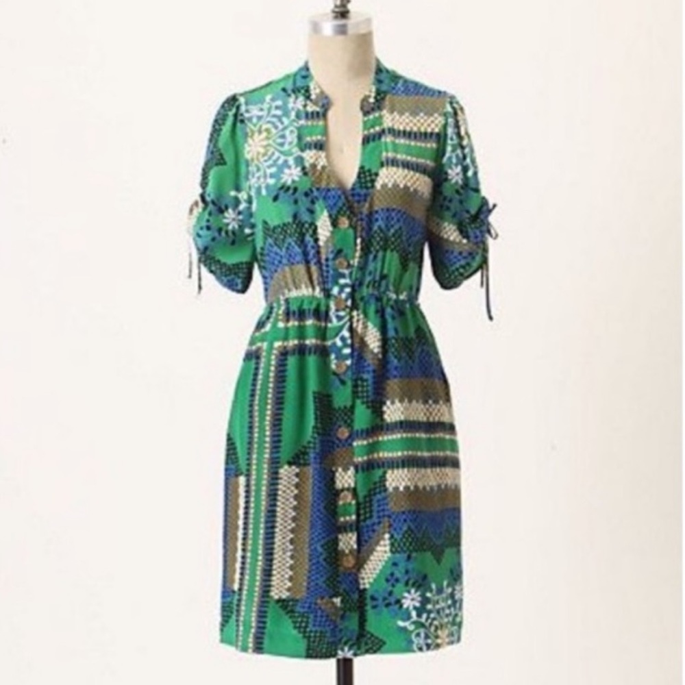 Moulinette Soeurs silk dress with wooden buttons